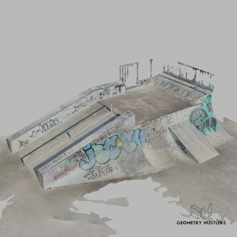 skan 3D LIDAR przeszkody na skateparku w Gliwicach - rzut od przodu