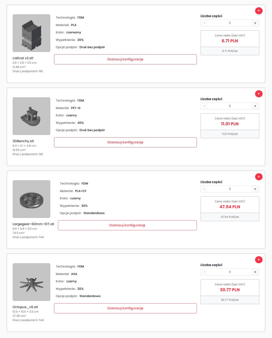 kalkulator druku 3D online